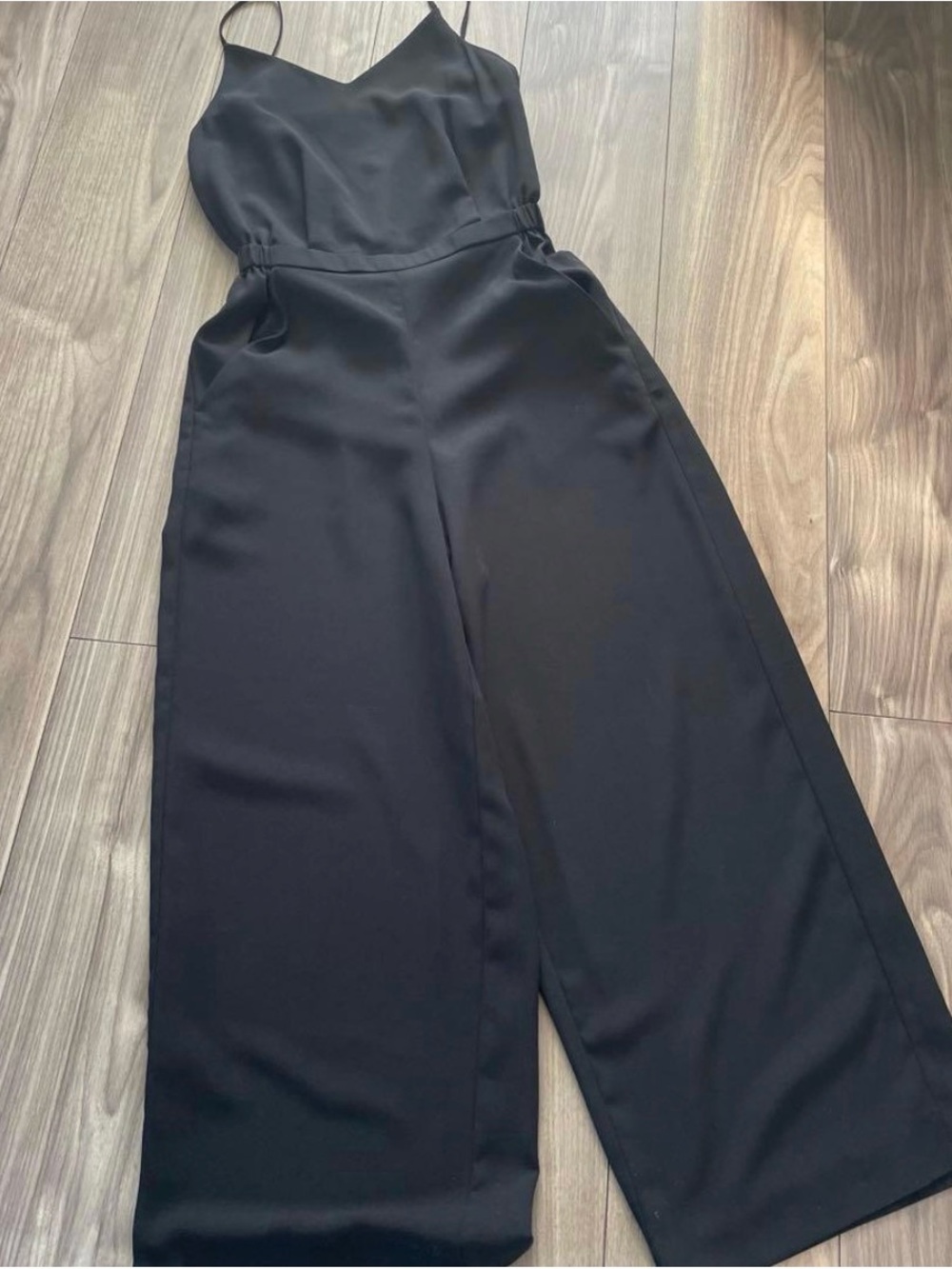 UNIQLO Black Camisole Salopette Jumpsuit Cinched Waist